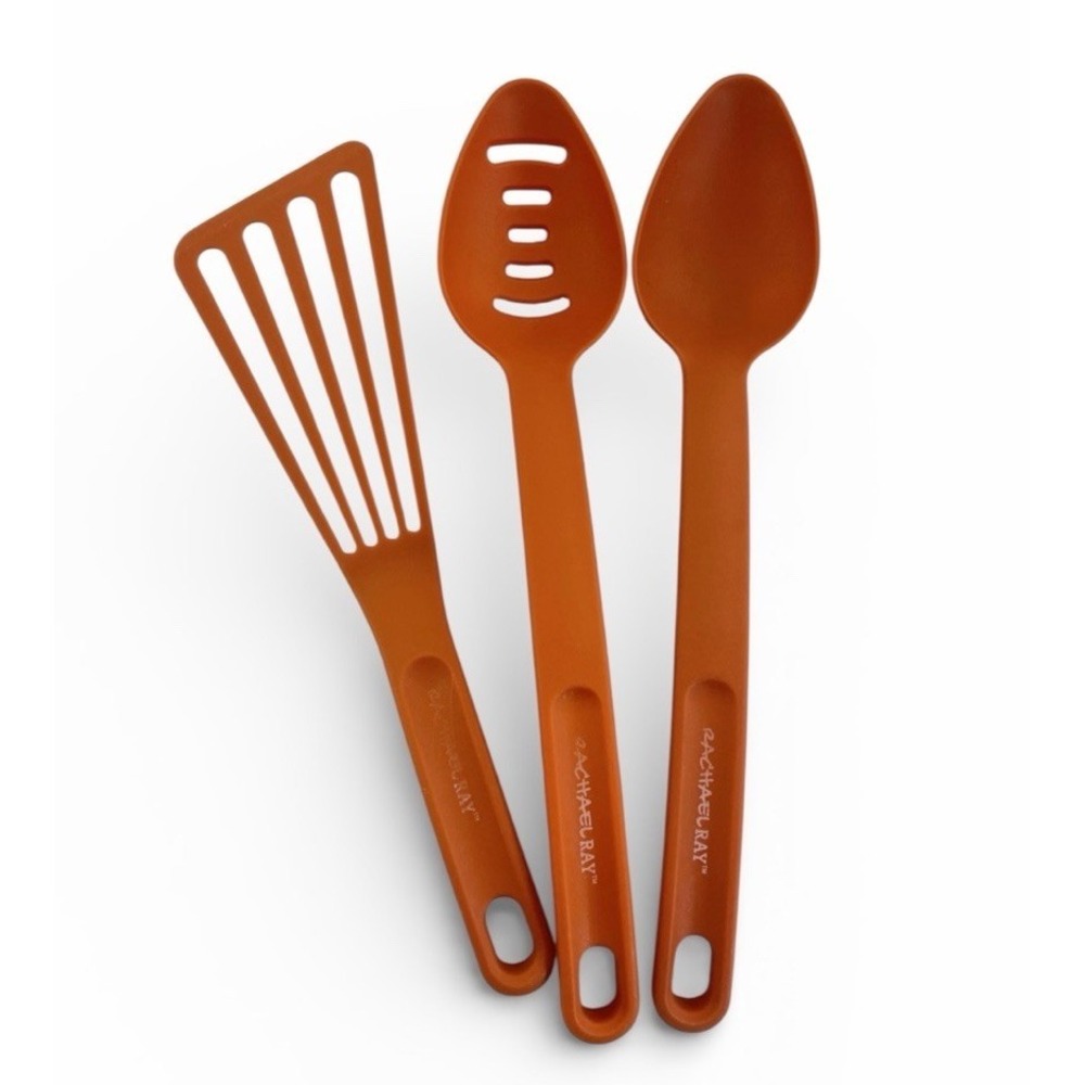 Rachael Ray Nylon Utensil Set Orange Spatula Fish Turner Slotted Spoon Lot 3